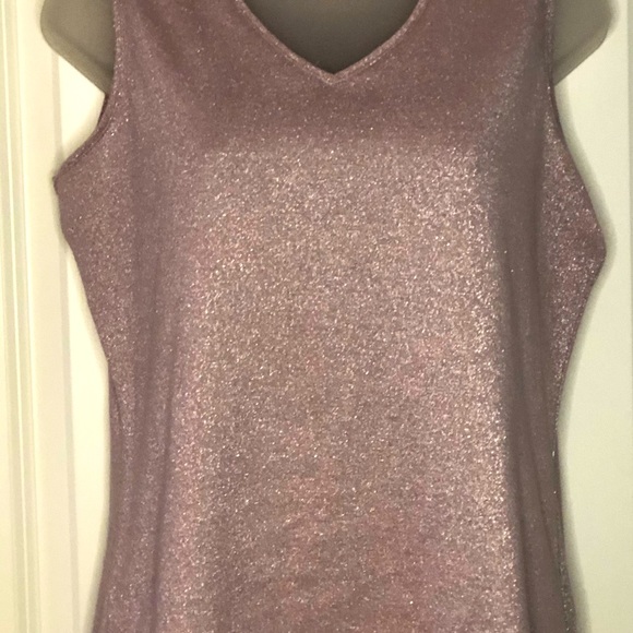 Susan Graver PINK GLITTER Sleeveless Top Sz Small - Picture 3 of 11